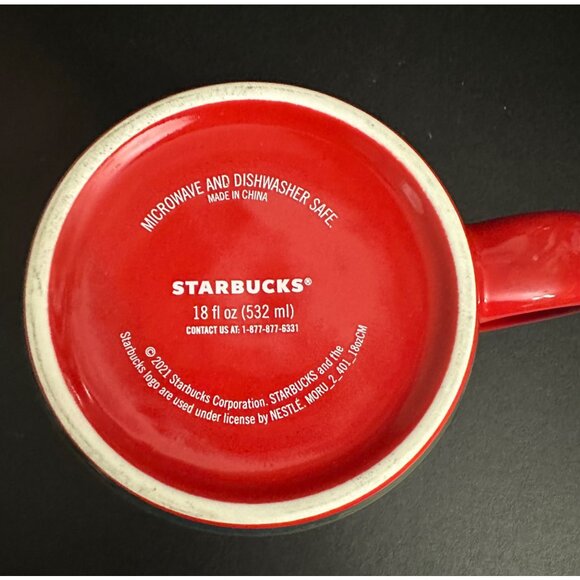 Starbucks Coffee Mug Cup 18 FL Oz Holiday Green Red Purple Brush Strokes - Picture 4 of 5